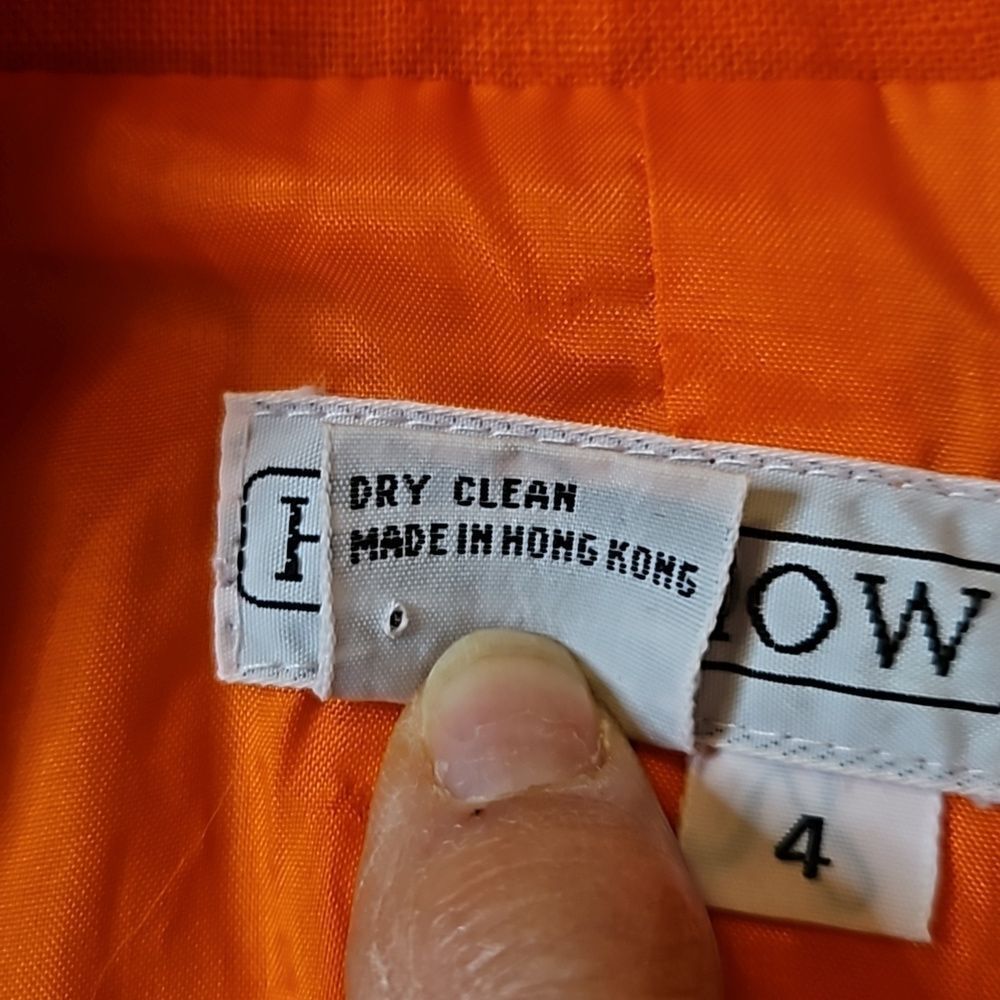 Horchow 100% Linen Orange Cropped Jacket Blazer Size 4 Single Button - Picture 9 of 11
